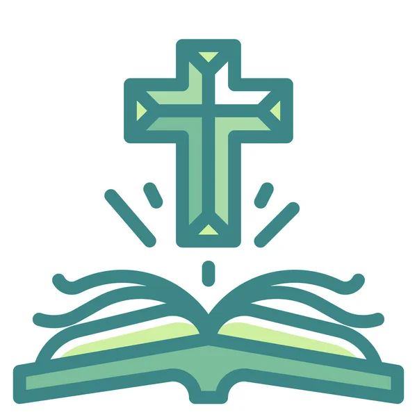 Bibbia Libro Icona Cristiana Nella Categoria Pasqua — Vettoriale Stock
