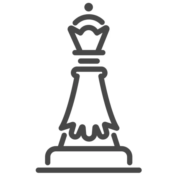 Schack Spel Drottning Ikon Kontur Stil — Stock vektor