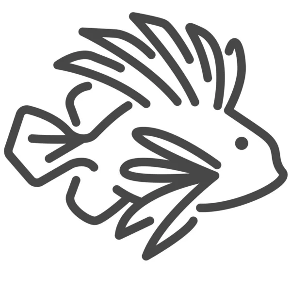 鱼类生活的狮子鱼图标的轮廓风格 — 图库矢量图片