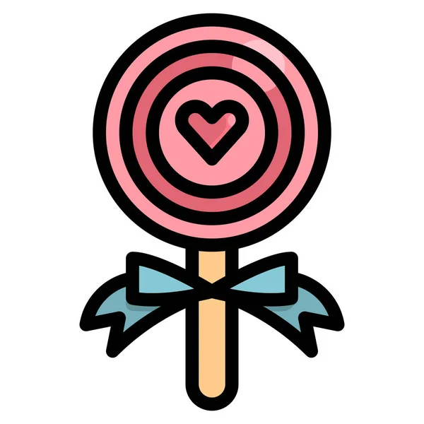 Süßigkeiten Lutscher Love Ikone Ausgefüllten Outline Stil — Stockvektor