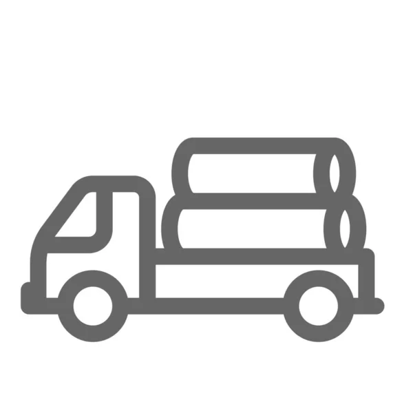 Log Truck Icono Madera Estilo Esquema — Vector de stock