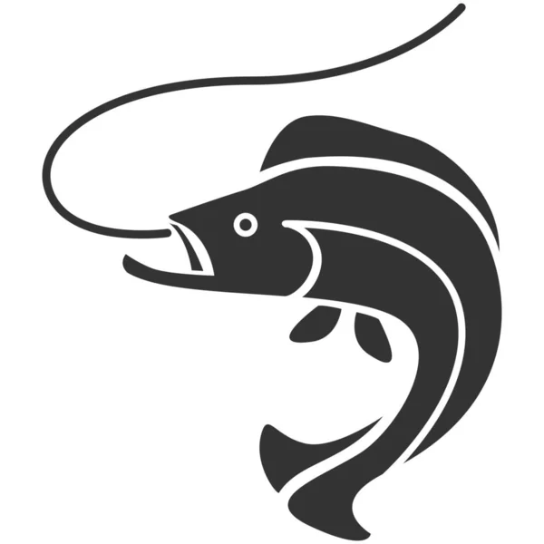 Vangst Vis Vissen Pictogram Solid Stijl — Stockvector