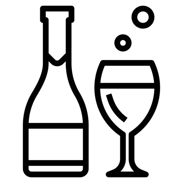 Пляшка Скляна Вечірка Значок Стилі Контур — стоковий вектор