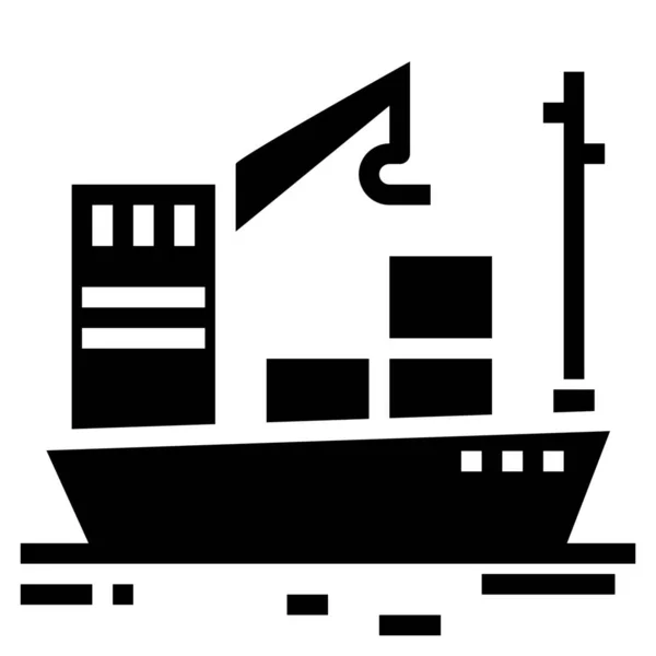 Boat Logistics Port Icon Solid Style — Stock Vector