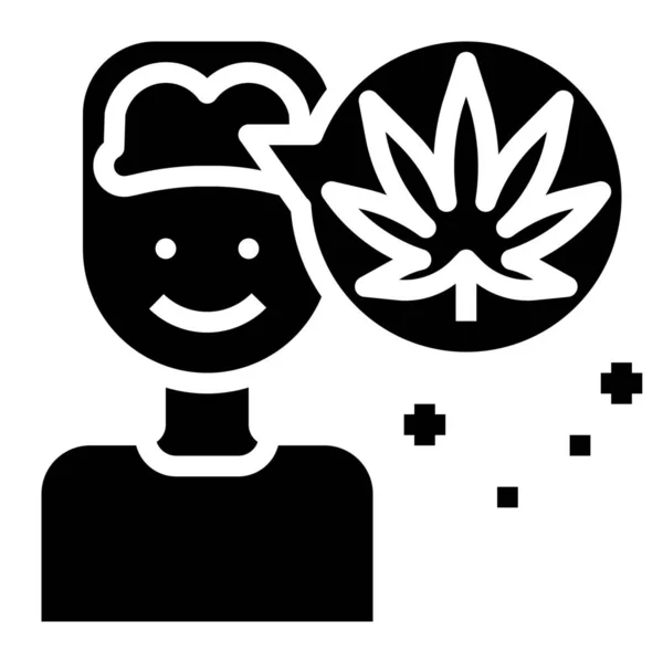 Icono Marihuana Efecto Cerebral Estilo Sólido — Archivo Imágenes Vectoriales