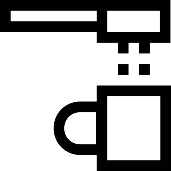 Koffie Eten Waterkoker Pictogram Outline Stijl — Stockvector