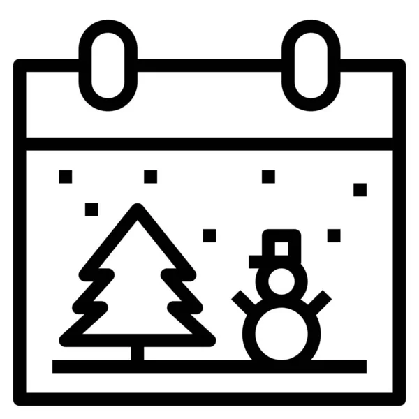 Calendrier Jour Noël Icône Dans Style Contour — Image vectorielle