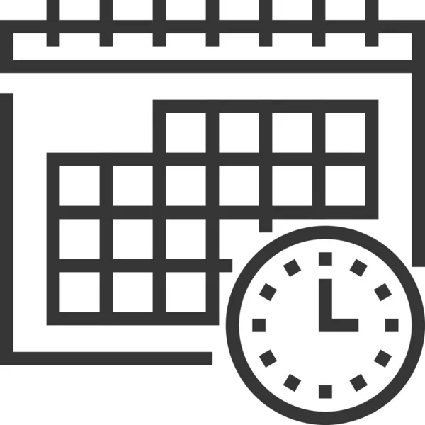Kalender Klass Schema Klocka Ikon Kontur Stil — Stock vektor
