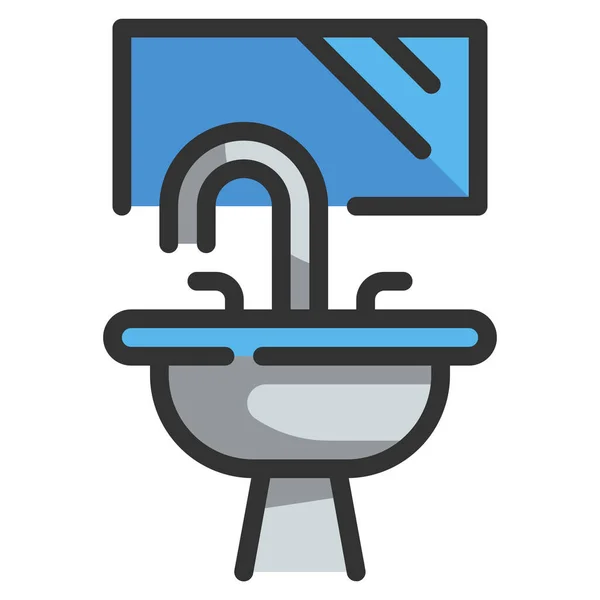 Fürdőszoba Bútor Háztartási Ikon Kitöltött Vázlat Stílus — Stock Vector