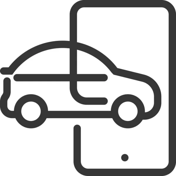 Αυτοκίνητο Πόλη Έξυπνο Τηλέφωνο Εικονίδιο Στυλ Περίγραμμα — Διανυσματικό Αρχείο
