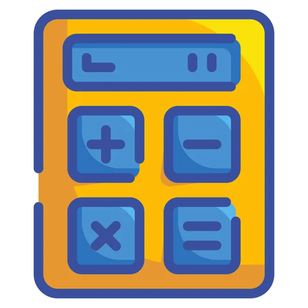 Calculer Icône Éducation Calculatrice Dans Style Contour Rempli — Image vectorielle