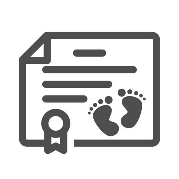 Baby Geboorte Certificaat Pictogram Contouren Stijl — Stockvector