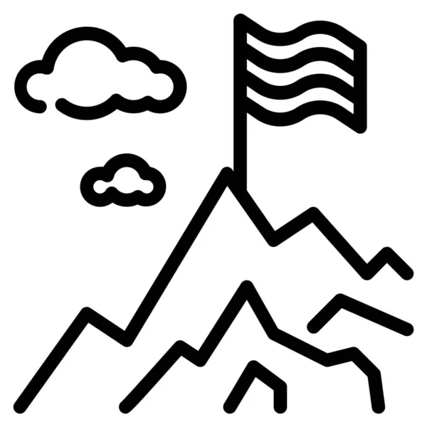 Abenteuer Herausforderung Flagge Symbol Outline Stil — Stockvektor