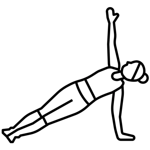 Plank Pose Seite Symbol Outline Stil — Stockvektor