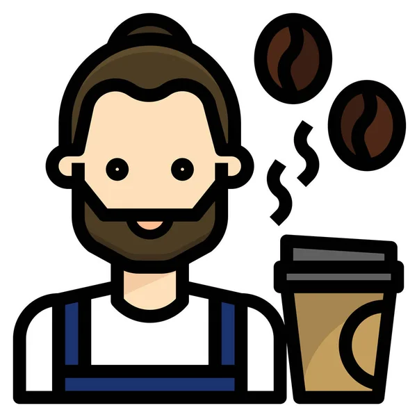 Avatar Barista Coffee Icon Filled Outline Style — Stock Vector