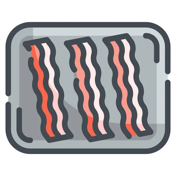 Bacon Butcher Food Icon Filled Outline Style — Stock Vector