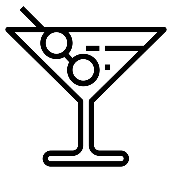 泳滩饮品鸡尾酒的轮廓风格图标 — 图库矢量图片