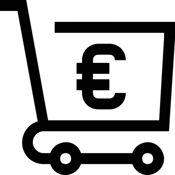 Banking Cart Euro Icon Outline Style — Stock Vector