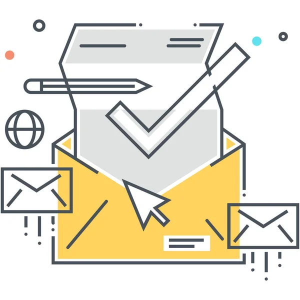 Confirm Email Inbox Icon Filled Outline Style — Stock Vector