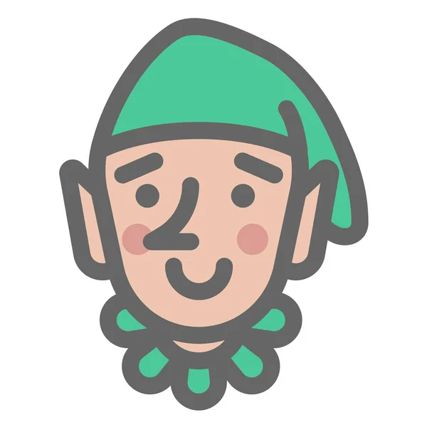 Christmas Color Elf Icon Filled Outline Style — Stock Vector