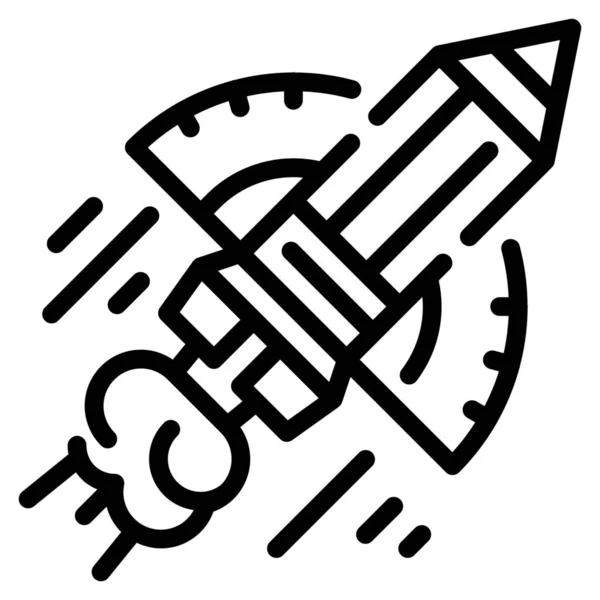 Design Pencil Rocket Icon Outline Style — Stock Vector