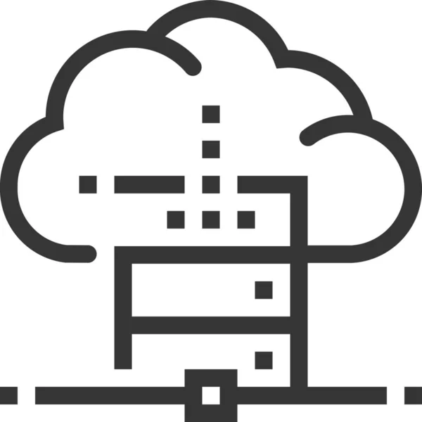 Icône Hébergement Base Données Cloud Dans Style Contour — Image vectorielle