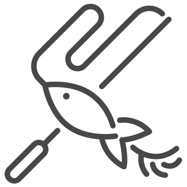 Chat Pêche Animal Icône Dans Style Contour — Image vectorielle