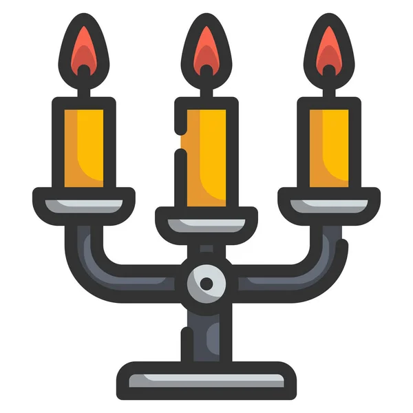 Decoración Candelabro Icono Elegante Estilo Contorno Lleno — Vector de stock