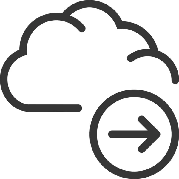 Σύννεφο Εικονίδιο Βάσης Δεδομένων Υπολογιστή Στυλ Περίγραμμα — Διανυσματικό Αρχείο