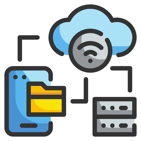 Cloud Database Internet Icon Filled Outline Style — Stock Vector