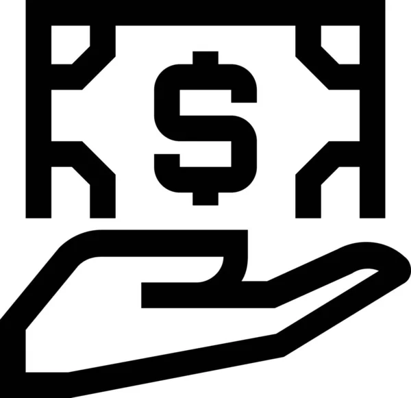 Banken Dollar Hand Symbol Outline Stil — Stockvektor