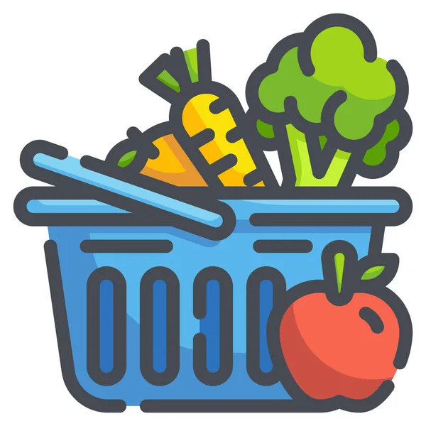 Carro Alimentos Frutas Icono — Vector de stock