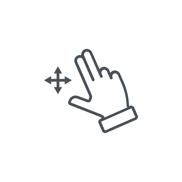 Fingergesten Symbol Umrissstil Anklicken — Stockvektor