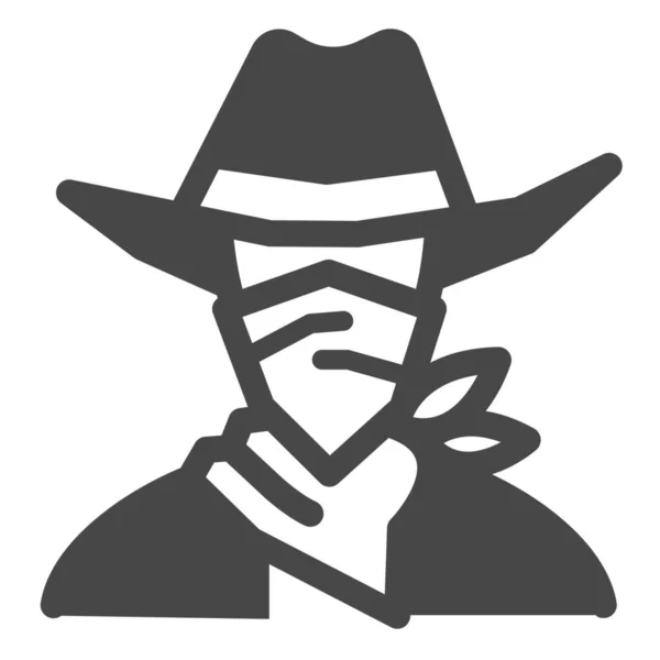 Bandit Cowboy Icône Criminelle Dans Style Solide — Image vectorielle