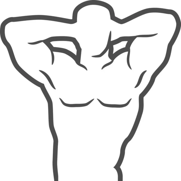 Bodybuilder Bodybuilding Fitness Icoon Outline Stijl — Stockvector