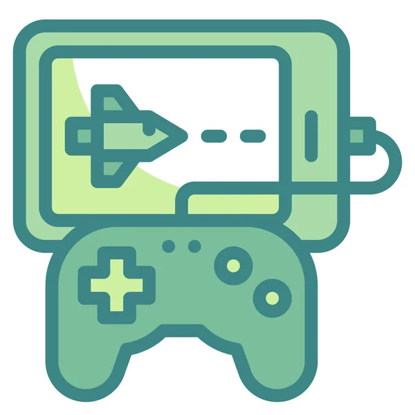 Icono Teléfono Inteligente Juegos Electrónicos Estilo Contorno Lleno — Vector de stock