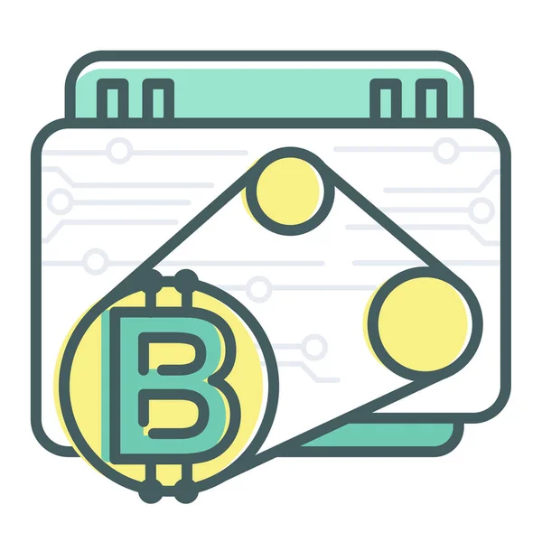 Bitcoin Blcokchain Engine Icon Filled Outline Style — Stock Vector