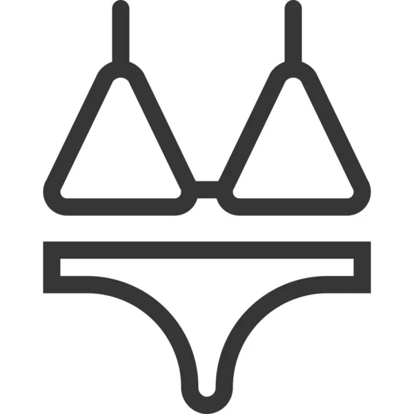 Bikini Weibliche Ikone Outline Stil — Stockvektor