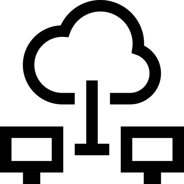 Ícone Conexão Computadores Nuvem Estilo Outline —  Vetores de Stock