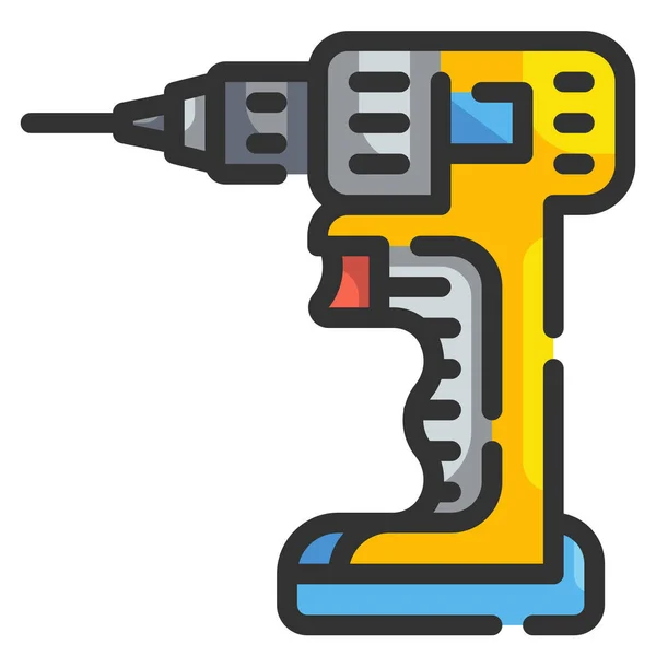 Bouwboormachine Icoon Gevulde Omtrek Stijl — Stockvector