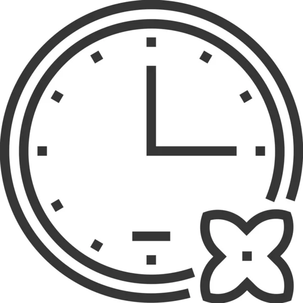 Icono Flor Del Reloj Belleza Estilo Esquema — Vector de stock