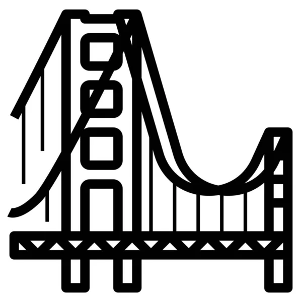 Brug California Francisco Icoon Outline Stijl — Stockvector