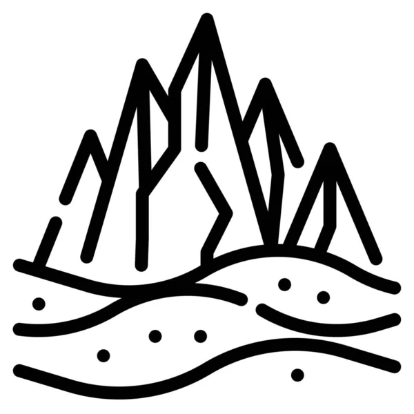 Иконка Высотных Ландшафтных Гор Стиле Абрис — стоковый вектор