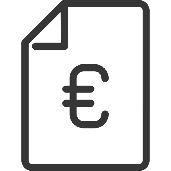 Bankdokument Euro Symbol Umriss Stil — Stockvektor