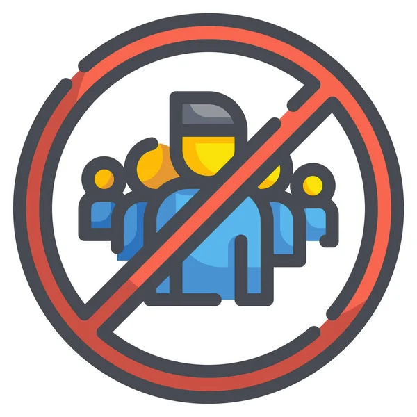 Coronavirus Crowd Forbidden Icon — Stock Vector