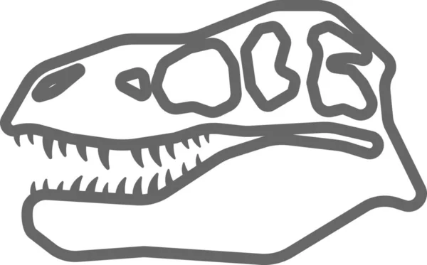 Ikone Des Fossilen Dinosaurierkopfes Outline Stil — Stockvektor