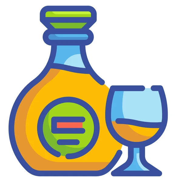 Alcohol Bebida Brandy Icono Estilo Contorno Lleno — Archivo Imágenes Vectoriales