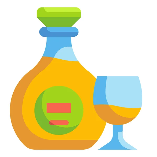 Bebida Alcohólica Brandy Icono Estilo Plano — Vector de stock