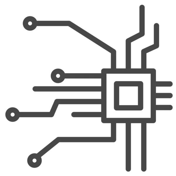 Puce Chipset Icône Numérique Dans Style Outline — Image vectorielle