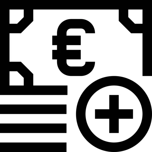 Añadir Euro Bancario Icono Estilo Esquema — Vector de stock